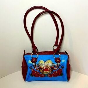Millennium Fashion Leather Tattoo “Freedom” Purse in Red and Blue